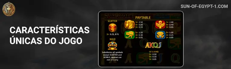 Características únicas do jogo Sun of Egypt